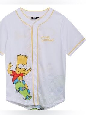 THE SIMPSONS Bart Skateboarding Baseball Jersey Mesh Size Adult XL